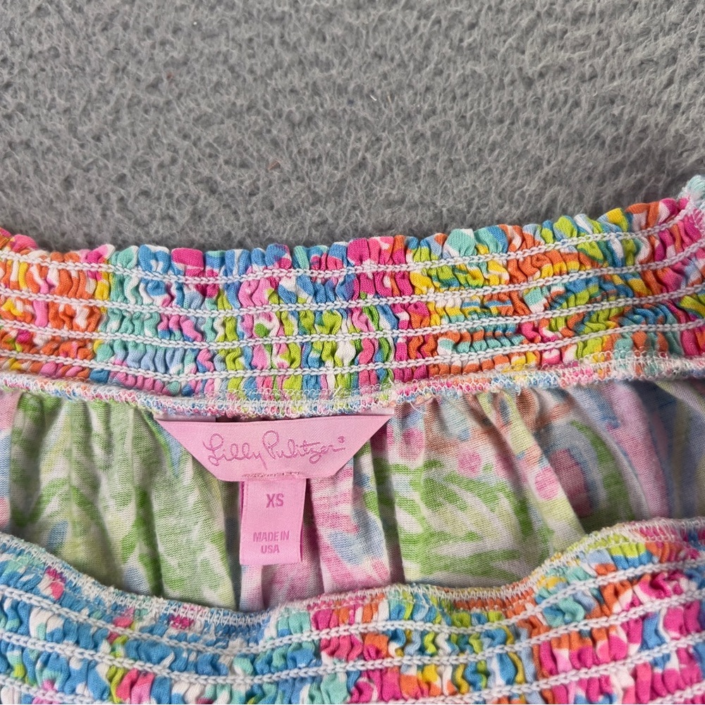 Lilly Pulitzer Off the Shoulder Top Womens XS Lovers Coral Stretch Colorful - Picture 3 of 6